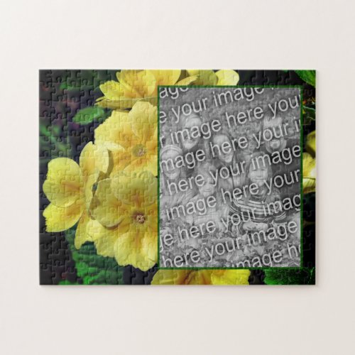 Yellow Primrose Flowers Add Your Photo  Jigsaw Puzzle