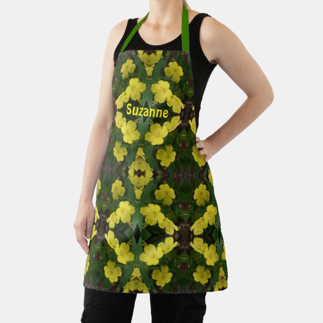 Yellow Primrose Flowers Art Personalized Apron (Insitu)