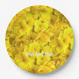 Yellow Primrose Flowers Pattern Paper Plates