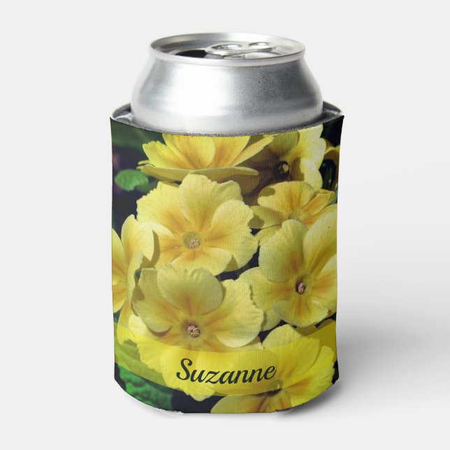 Yellow Primrose Flowers Personalized  Can Cooler (Can Front)