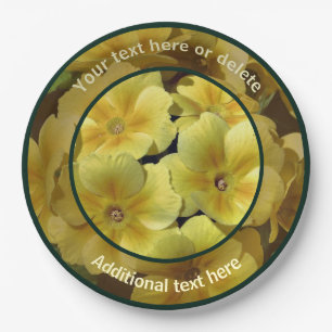 Yellow Primrose Flowers Personalized Party Paper Plates