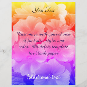 Yellow Primrose Flowers Rainbow Color Personalized Letterhead