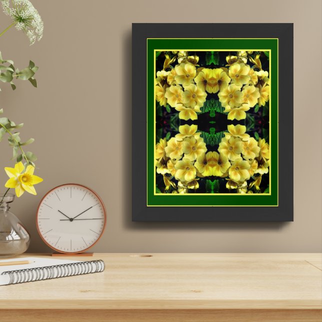 Yellow Primrose Spring Flowers Abstract   Framed Art (Table Top)