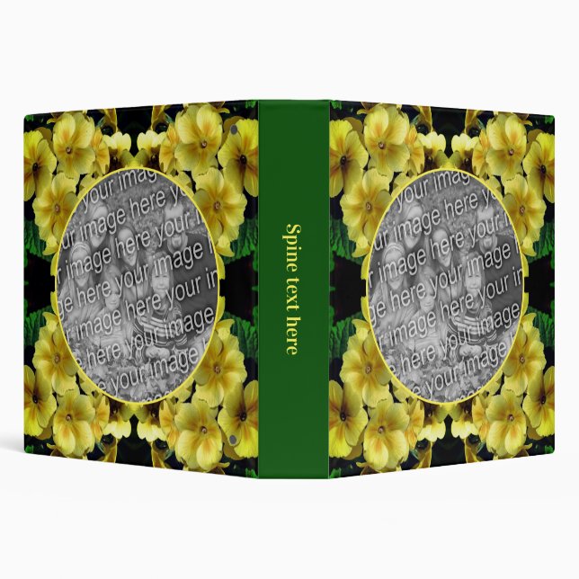Yellow Primrose Spring Flowers Add Your Own Photo 3 Ring Binder (Background)