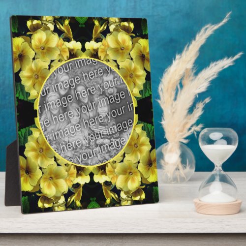 Yellow Primrose Spring Flowers Add Your Photo Plaque