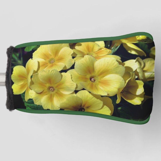 Yellow Primrose Spring Flowers Close Up Golf Head Cover (Front)