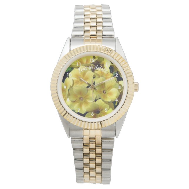 Yellow Primrose Spring Flowers Personalized  Watch (Front)