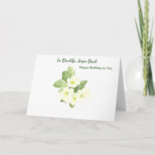 Yellow primrose with Irish birthday greeting Card