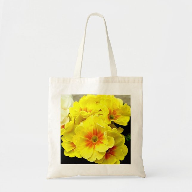 Yellow Primula in springtime floral Tote Bag (Front)