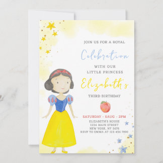 Yellow Princess Birthday Invitation