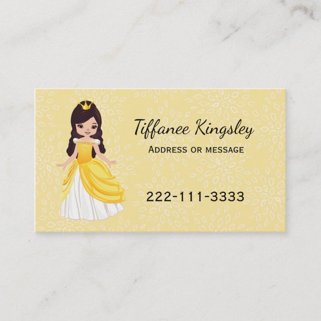 Yellow Princess Childs or Mommy Networking Card (Front)