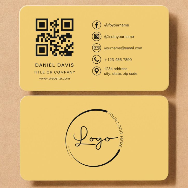 Yellow Professional Logo QR Code Business Card