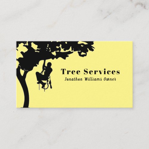 Yellow Professional Tree Trimming Service Business Card