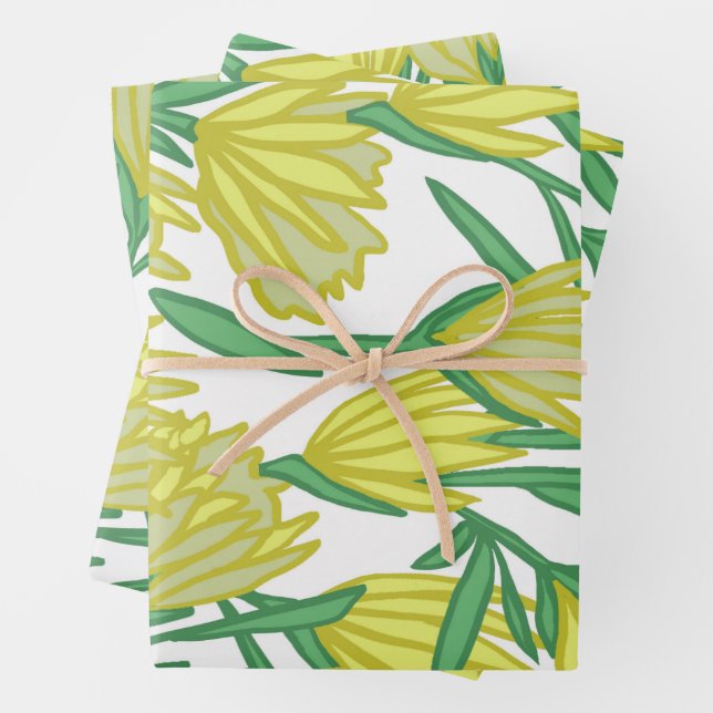 Yellow Protea Design  Wrapping Paper Sheets (In situ)