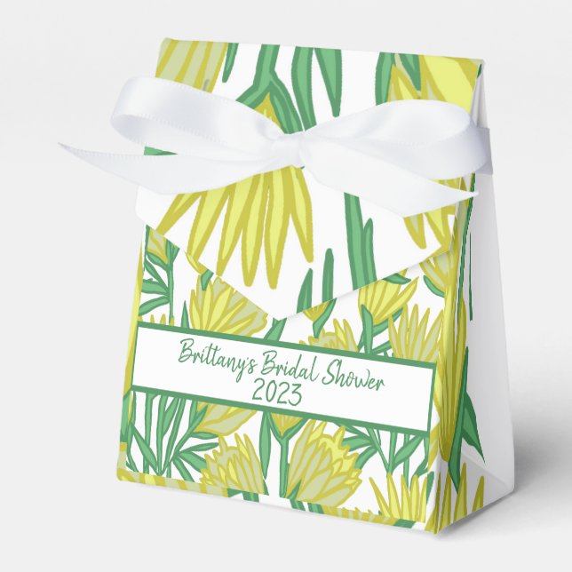 Yellow Protea Original Floral Design Favor Boxes (Front Side)