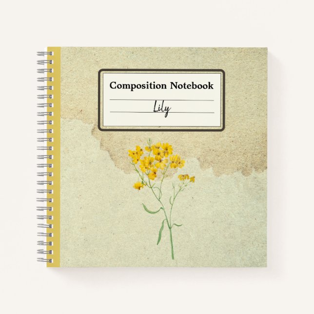 Yellow Psilostrophe Sparsiflora Personalized Comp Notebook (Front)