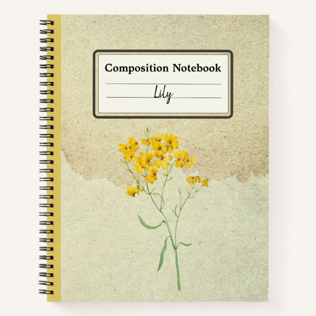 Yellow Psilostrophe Sparsiflora Personalized Comp Notebook (Front)