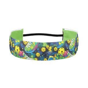 Yellow Psychedelic pickleballs Athletic Headband