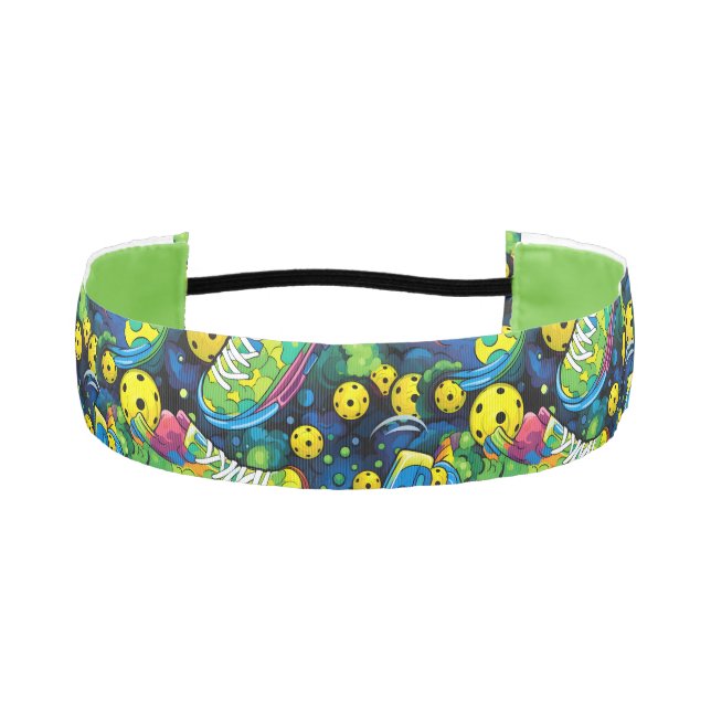 Yellow Psychedelic pickleballs Athletic Headband (Front)