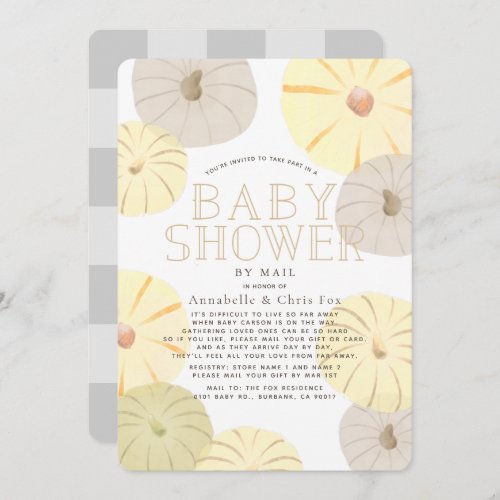 Yellow Pumpkin Gender_neutral Baby Shower by Mail Invitation