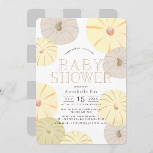 Yellow Pumpkin Gender_neutral Virtual Baby Shower Invitation