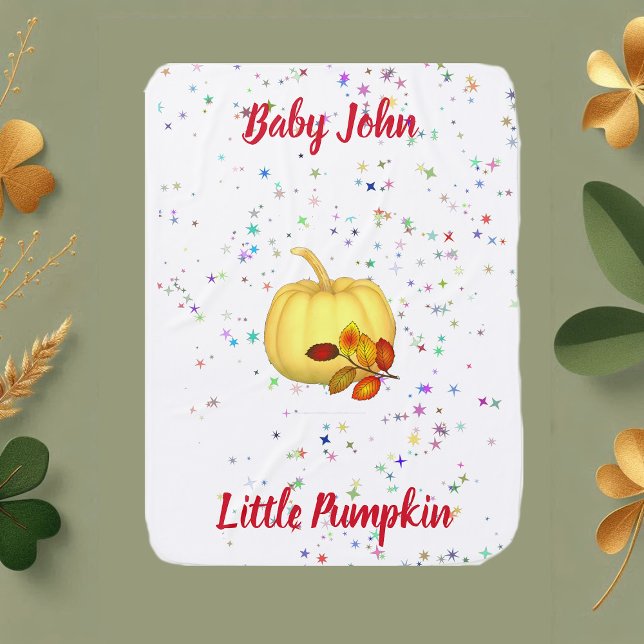  Yellow Pumpkin Red Fall Foliage Twinkling Stars  Baby Blanket (Yellow Pumpkin Red Fall Foliage Twinkling Stars Baby Blanket)