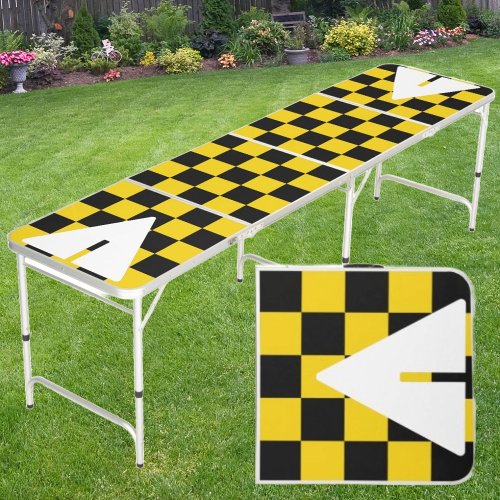 Yellow Punk Rocker with Cup Triangles  Beer Pong Table