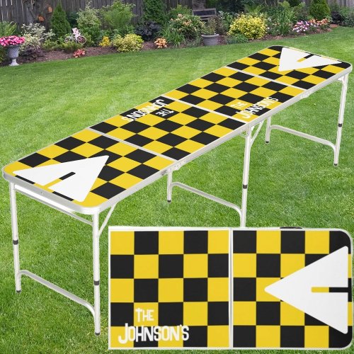 Yellow Punk Rocker with Name Beer Pong Table
