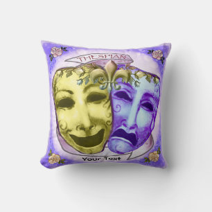 Yellow Purple Actor Masks Throw Pillow