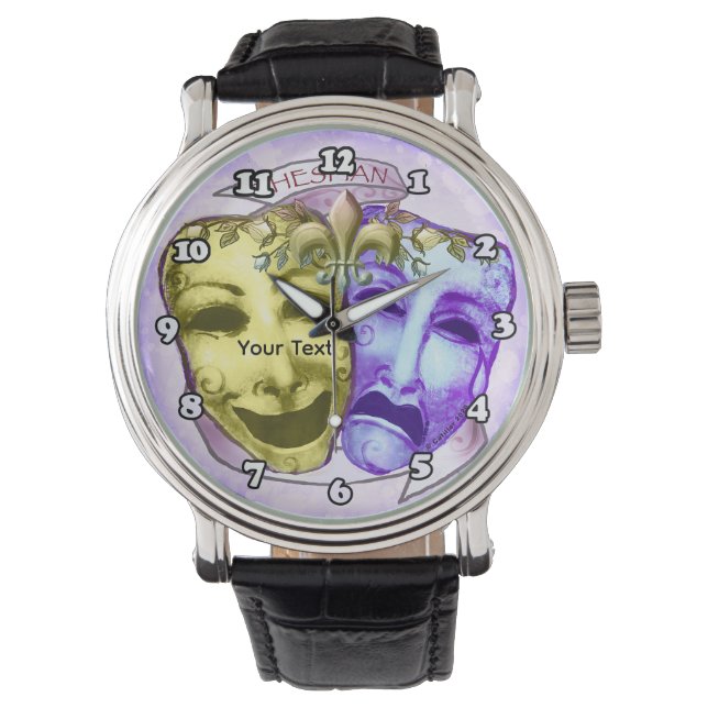 Yellow Purple Actor Masks Watch (Front)