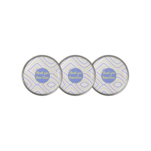 Yellow purple add name thank you title lines curve golf ball marker