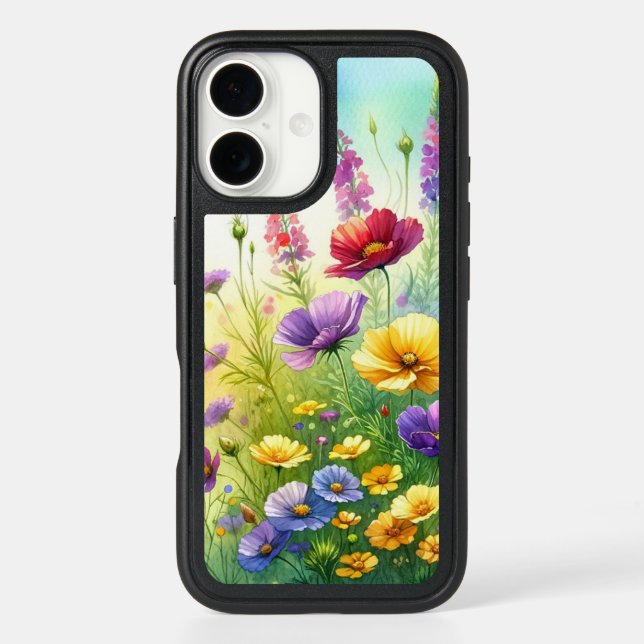 Yellow, Purple, and Red Wildflowers Botanical Otterbox iPhone Case (Back)