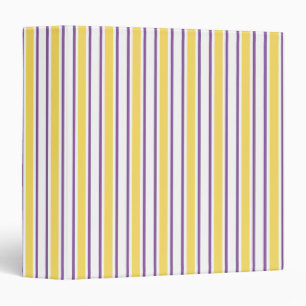 Yellow, purple and white candy stripes 3 ring binder