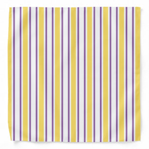 Yellow, purple and white candy stripes bandana