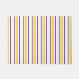 Yellow, purple and white candy stripes doormat