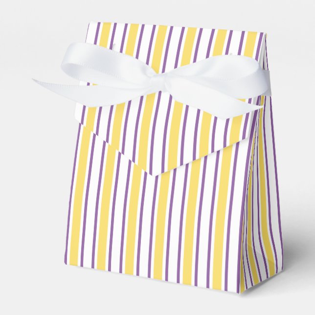 Yellow, purple and white candy stripes favor boxes (Front Side)