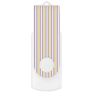 Yellow, purple and white candy stripes flash drive