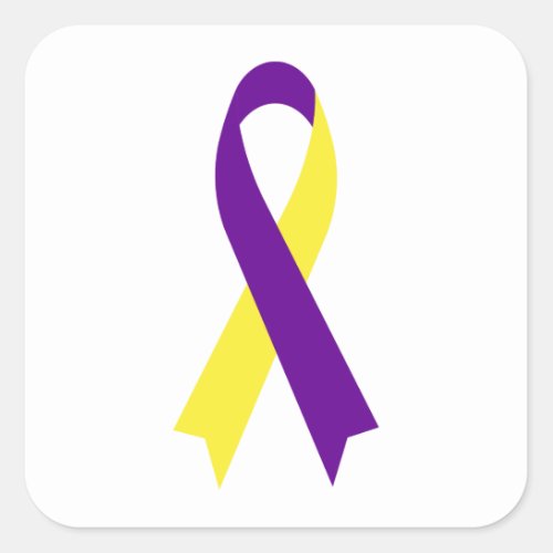 Yellow  Purple Awareness Ribbon by Janz White Square Sticker