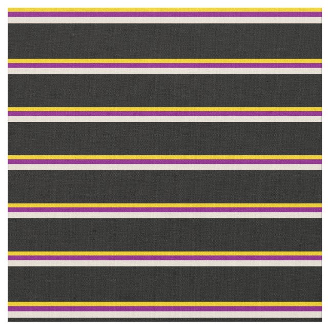 Yellow, Purple, Bisque, and Black Pattern Fabric (Close Up)