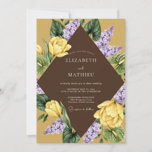 Yellow Purple Blossom Wedding Invitation