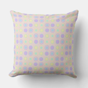 yellow, purple, blue and pink Polka Dots Throw Pillow