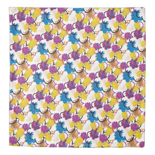 Yellow Purple Blue Tropical Exotic Abstract Floral Duvet Cover