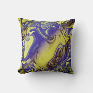 Yellow Purple Charcoal Ornate Mediterranean Look Throw Pillow