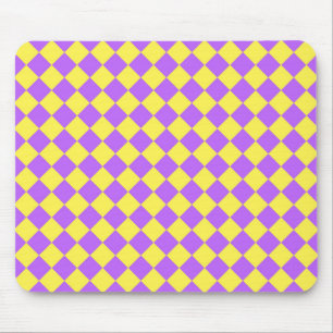 Yellow Purple Checker Diamond Pattern  Mouse Pad