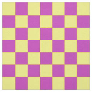Yellow Purple Checker Pattern Textile Fabric