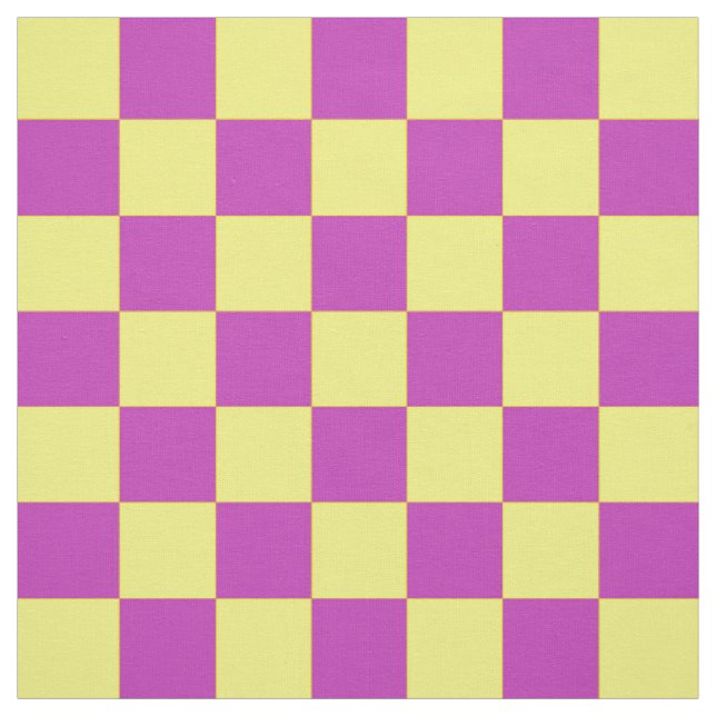 Yellow Purple Checker Pattern Textile Fabric (Swatch)