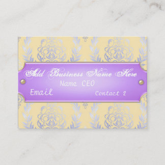 Yellow & Purple Damask Business Card