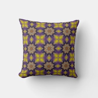 Yellow Purple Diamond Pattern Throw Pillow