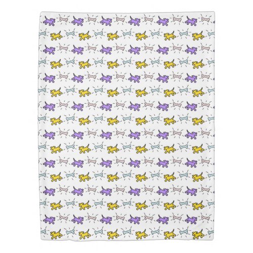 Yellow Purple Dogs Bones Graffiti Style Duvet