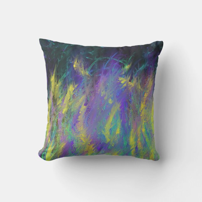 Yellow Purple Flames Painting & 'Yahweh' Word Art Throw Pillow (Front)